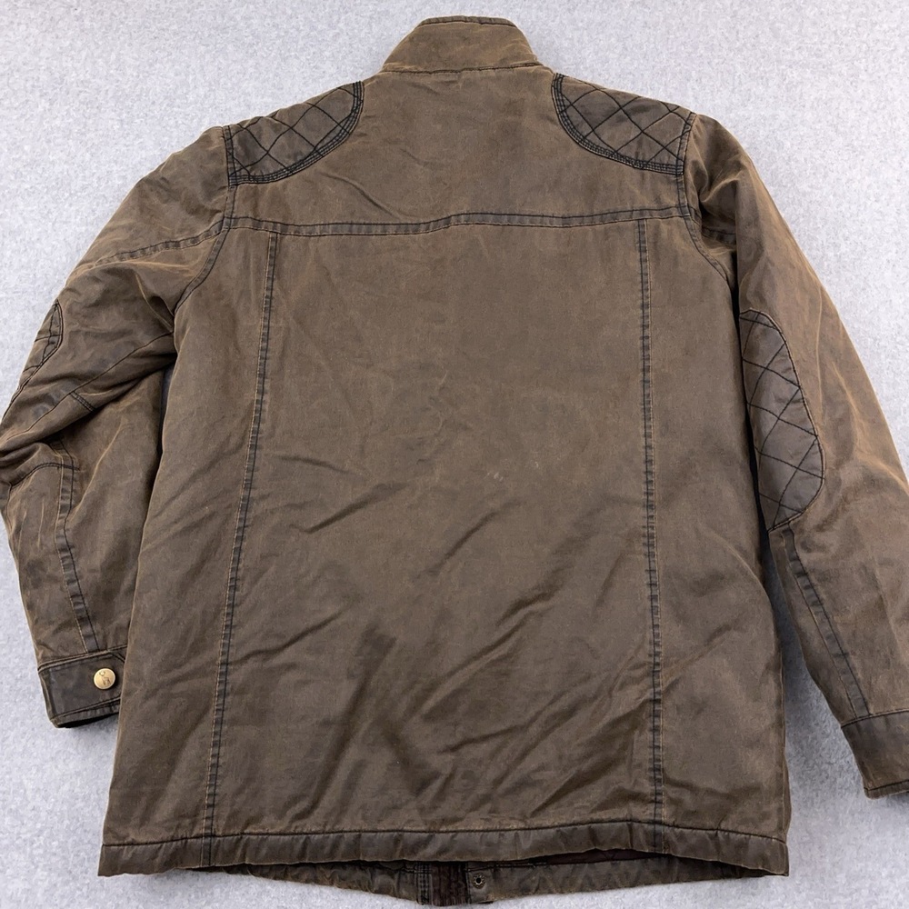 PG Fields Chore Jacket Mens M Brown Patina Full Zip Barn Coat Patches Waxed - Picture 11 of 12